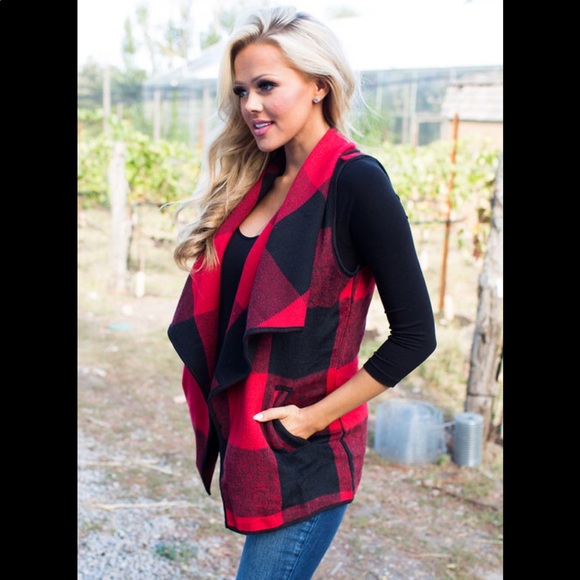 CHASITY ♦️ BUFFALO PLAID VEST S M L XL XXL - Picture 2 of 4